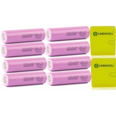 8x Samsung ICR18650-26J Li-Ionen Akku 3,7V 2600mAh ohne Schutzelektronik lose inkl. Cardiocell Akkubox