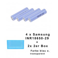 4 x Samsung INR18650 29E Lithium Ionen 2900mAh 18650 3,6-3,7V + 2x 2er Box